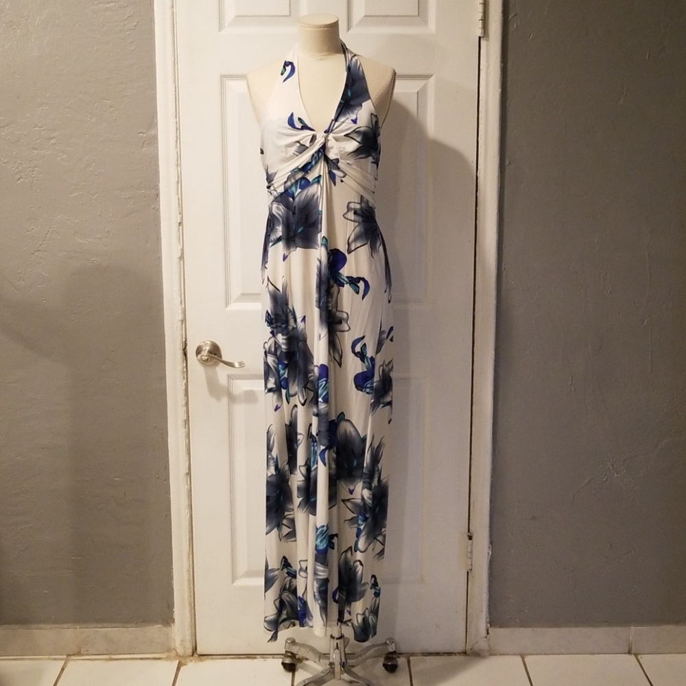 White Floral Haltertop Dress